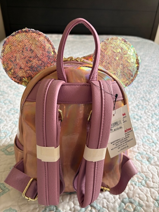 NWT Rare Disney Parks Loungefly Minnie Mouse Rose Gold Sequin Mini Backpack main image 5
